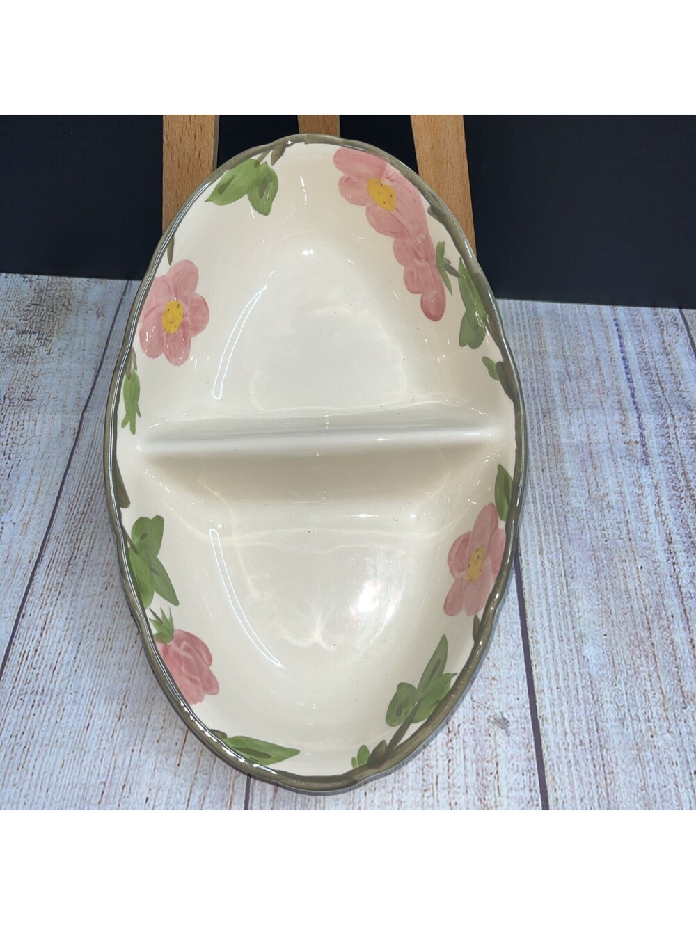 Franciscan Earthenware Desert Rose Divided Vegetable Serving Dish Vintage